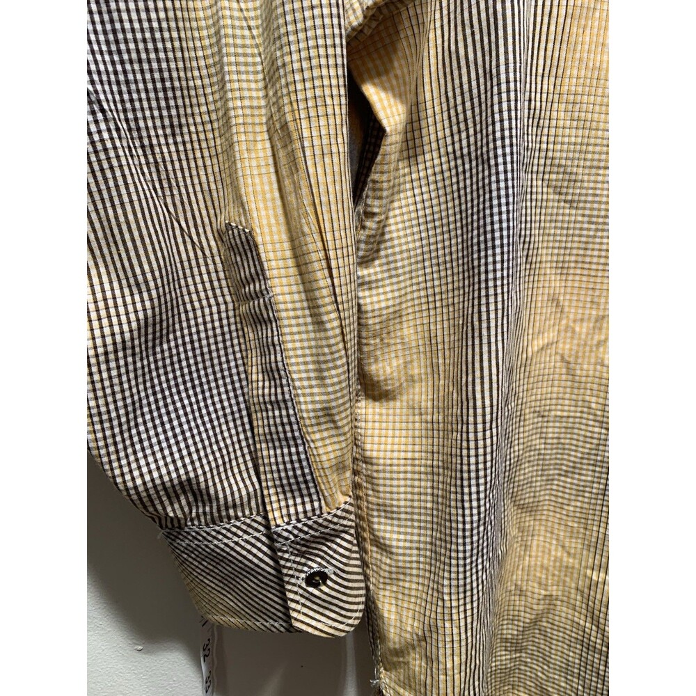 3XL Rocawear Classic Yellow/White/Brown Fade Checks Button Down Long Sleeve - Picture 8 of 16